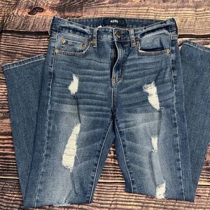 Aeropostale 90S High Distressed Blue Jeans  Size 8 Reg y2k 2000's 2010 Skinny